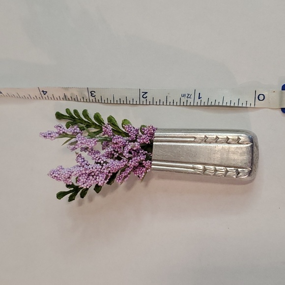 Refrigerator bud vase handcrafted from vintage silverware - Picture 7 of 8